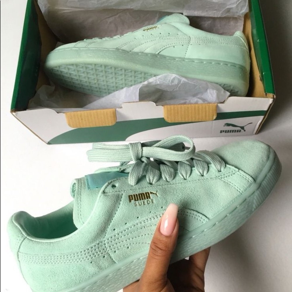 Mint Green Low Top Pumas